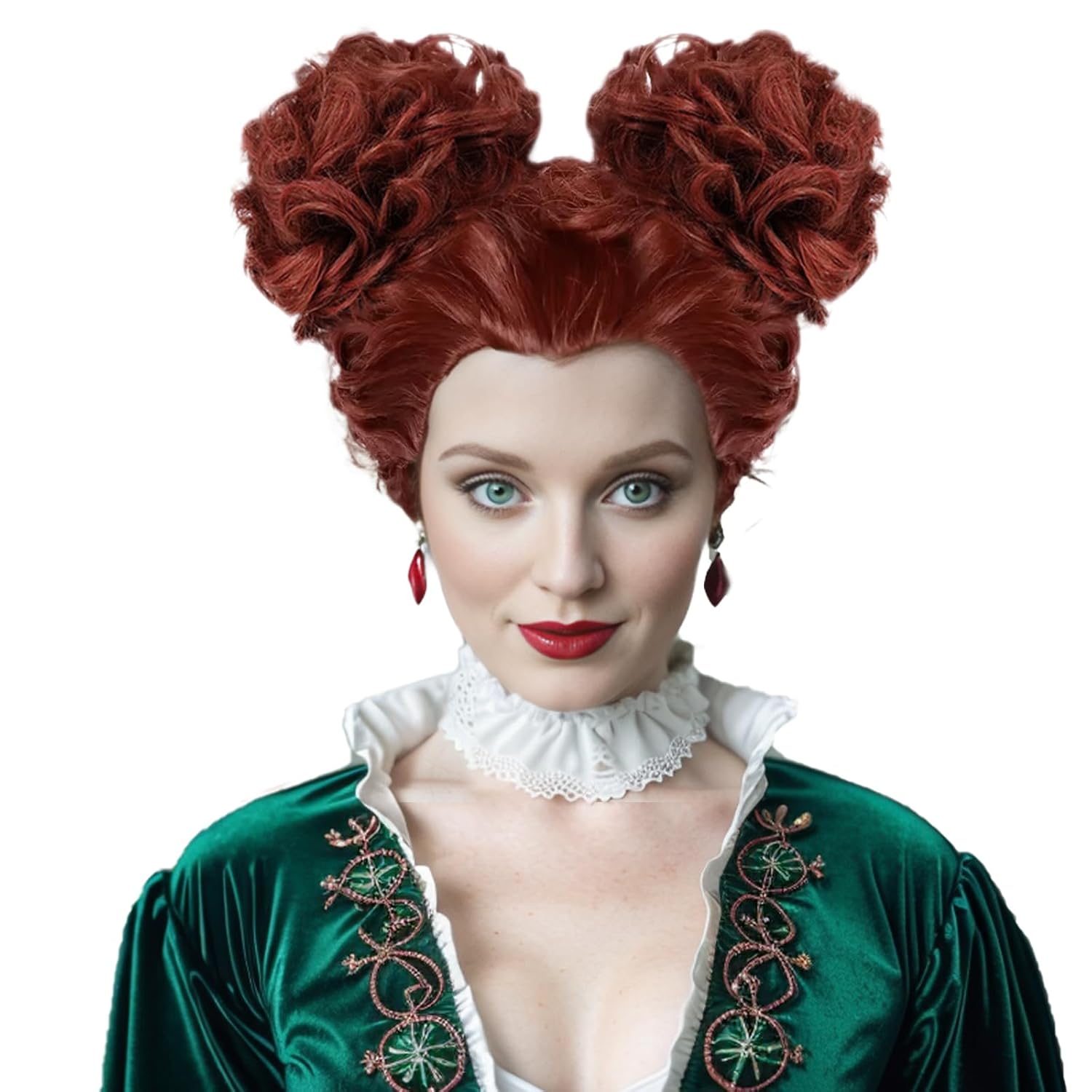 Luvfamday Short Ginger Wig Curly Buns Short Red Brown