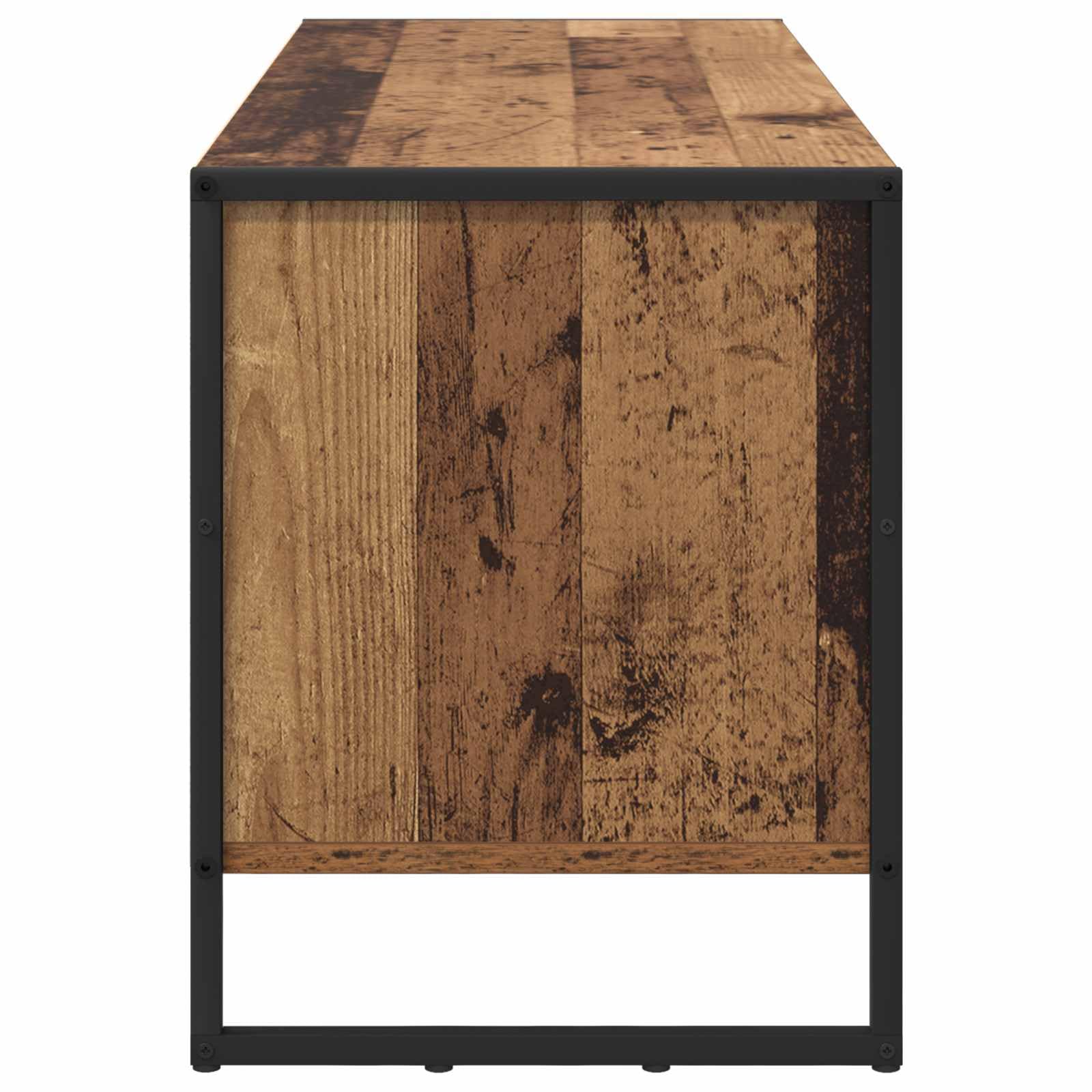 Scarpiera in legno anticato, 100 x 35 x 44 cm, stretta chiusa con gambe in metallo, salvaspazio, per corridoio, soggiorno, come scarpiera, organizer e sistema di conservazione