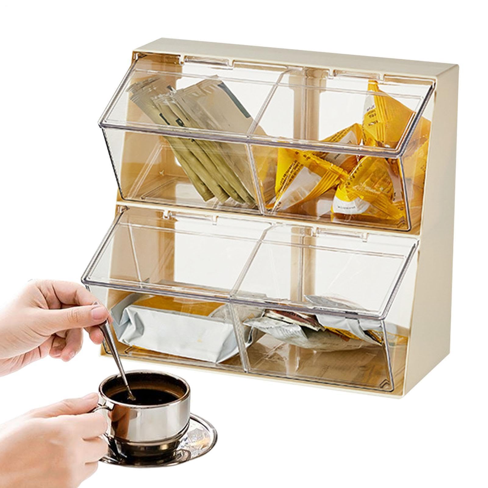 Soporte para bolsitas de té,Organizador de bolsitas de té Diseño de 2 | Bolsa de té para encimeras, despensa, hogar, cafetería