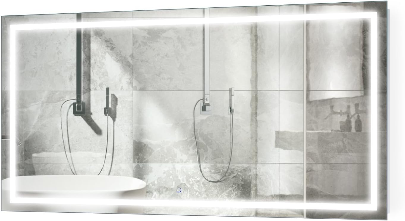 Krugg | Large 66 Inch X 36 Inch LED Bathroom Mirror | Lighted Vanity Mirror Includes Dimmer  Defogger | Wall Mount Vertical or Horizontal Installation