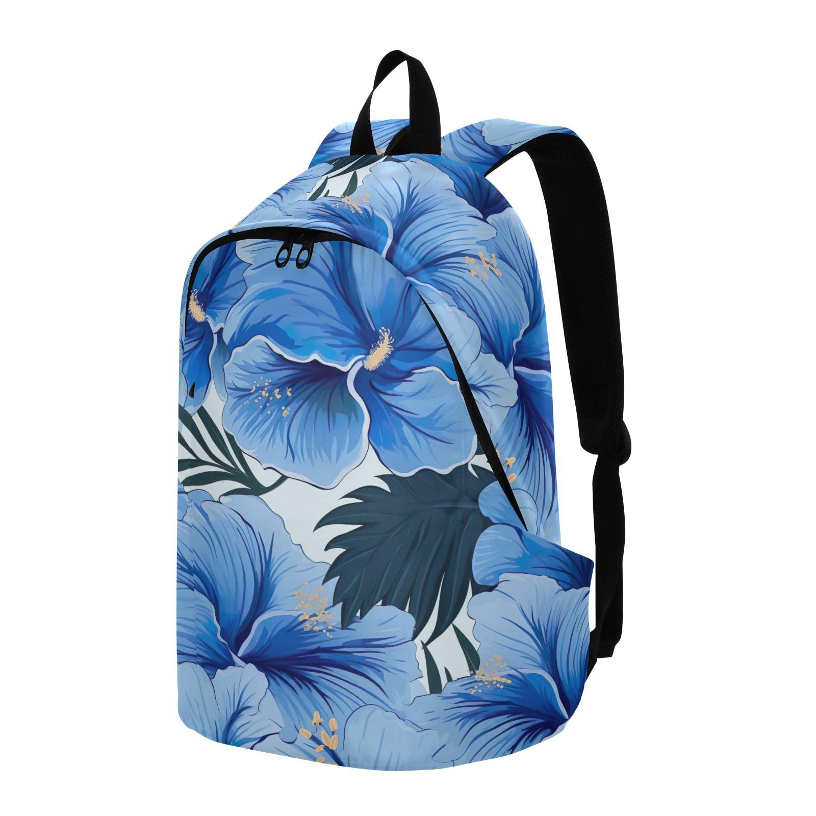 MCHIVER Travel Backpack Hibiscus Flower Leaf Tropical Casual Daypack Backpacks Lightweight Carry on Bag Water Resistant Hiking Backpack for Men Women