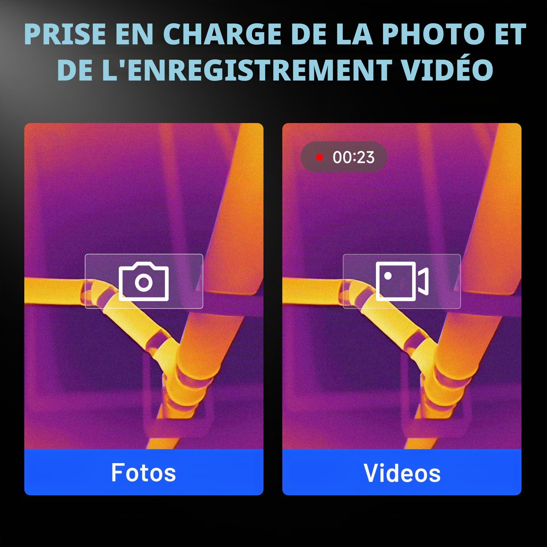 TOPDON Camera Thermique TC004, Résolution TISR 512x384, Ecran 3,5″ Camera Infrarouge avec Enregistrement Photo Vidéo, WIFI, 64GB, -20°C à 550°C, pour Inspection Maison, Fuite d'Eau, Electricité, CVC