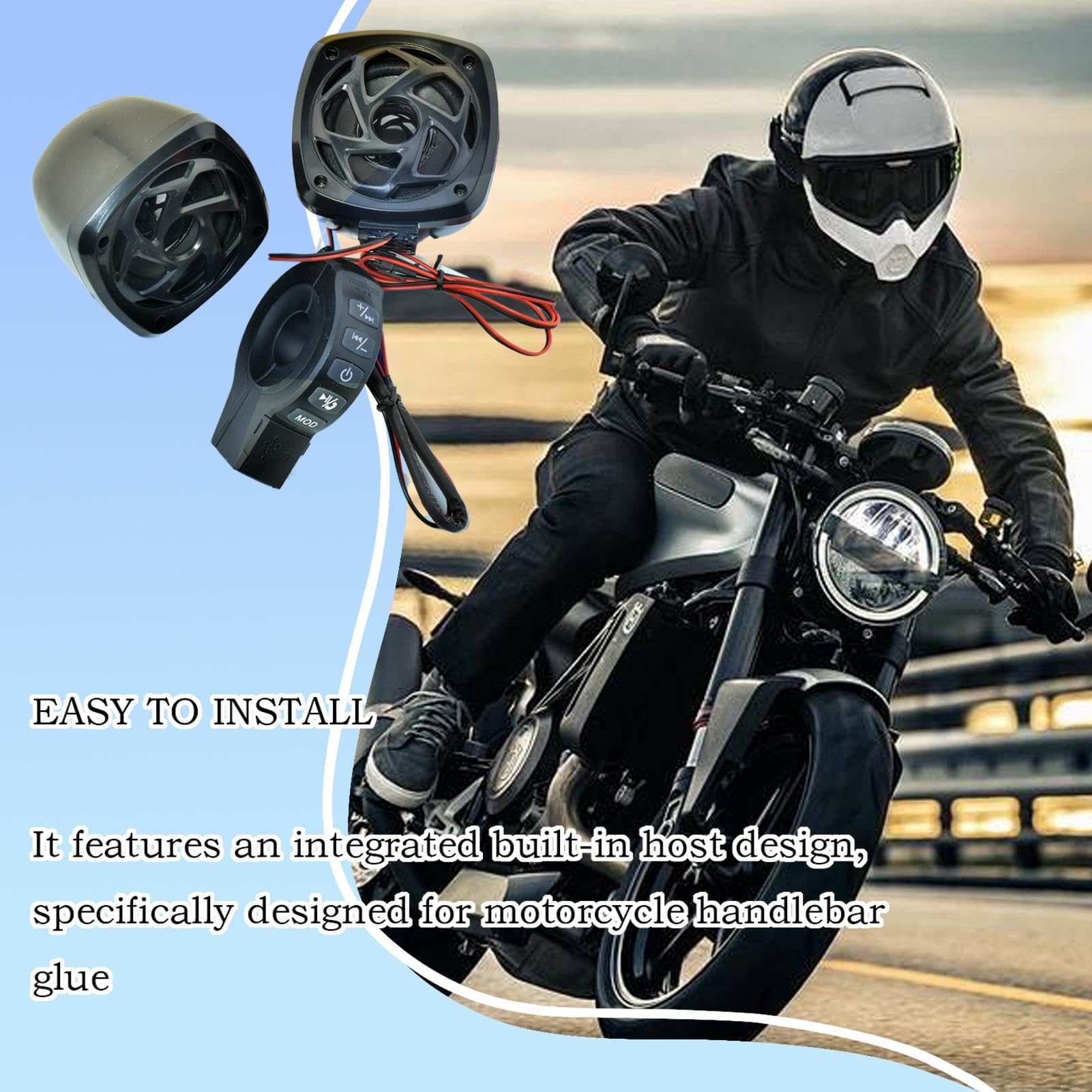 Altavoces para Moto - de Altavoces con Amplificador para Motos y Vehículos,Altavoz Potente y Versátil de Instalación Fácil para Scooter, Adultos, Adolescentes y Familia