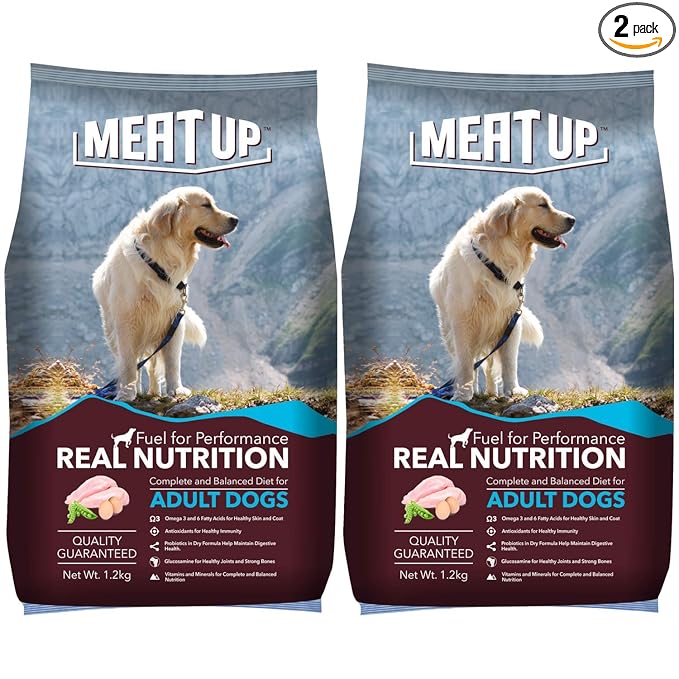 Meat Up Adult Dog Food, 1.2 kg (Buy 1 Get 1 Free)