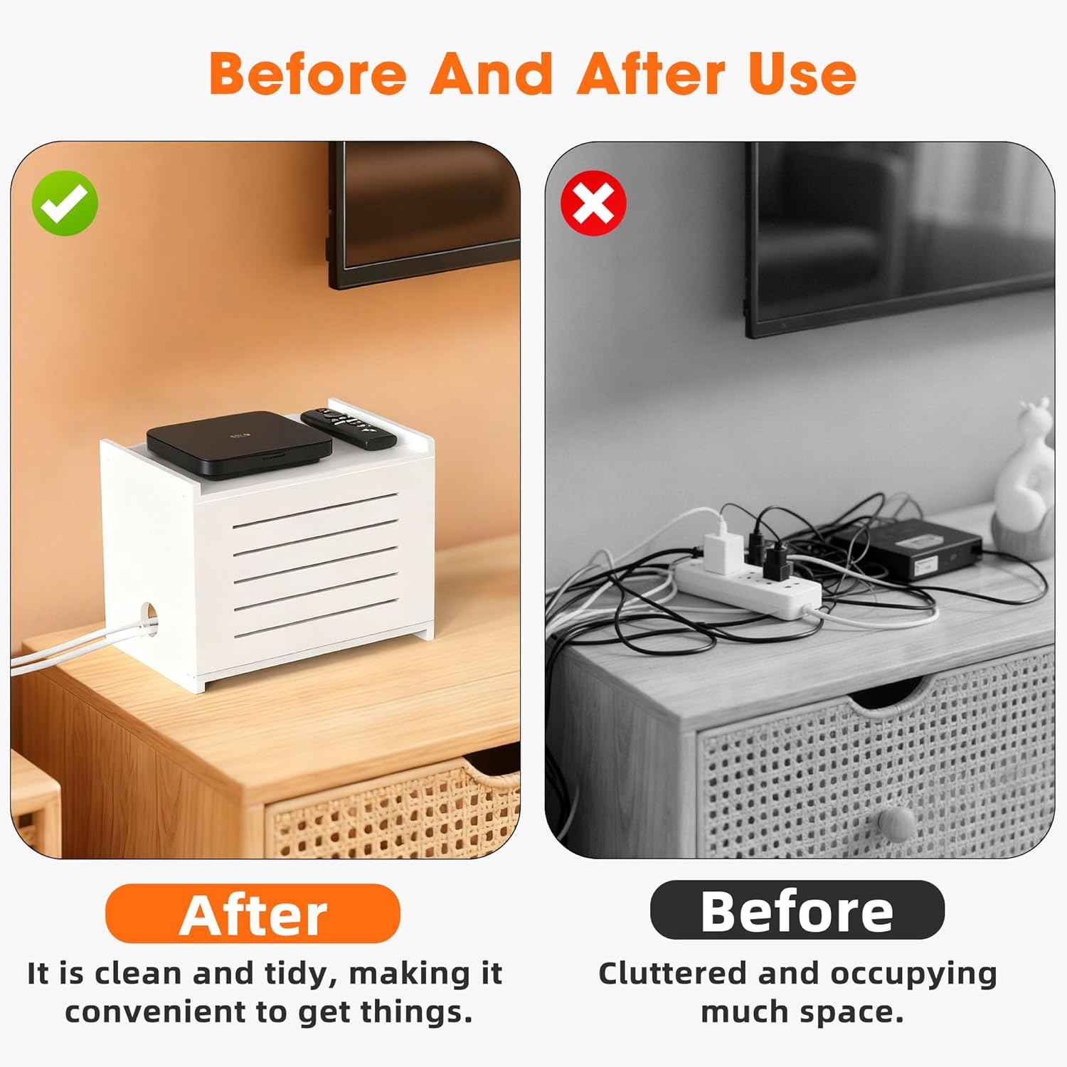 Wooden WiFi Router Storage Box, Decorative Router Hider with Cable Management System, Countertop Modem Shelf Hider Cover, Home Organization Solution for Most Routers Up to 9.8" Tall, Need Assembly