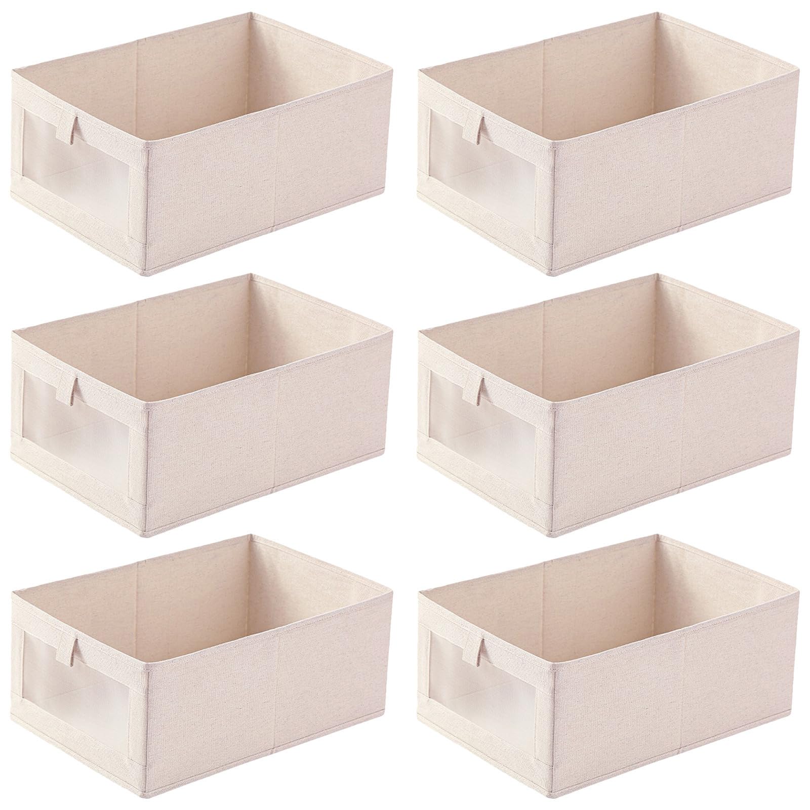 6 Stück Beige Aufbewahrungsbox aus Baumwolle und Leinen