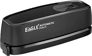 Electric Hole Punch, Eagle Desktop 3 Hole Puncher Force-Saving, 20-Sheet Capacity, AC or Battery Operated Paper Punch 3 Ring, Effortless Hole Puncher for Paper, Home and Office Supplies, Black