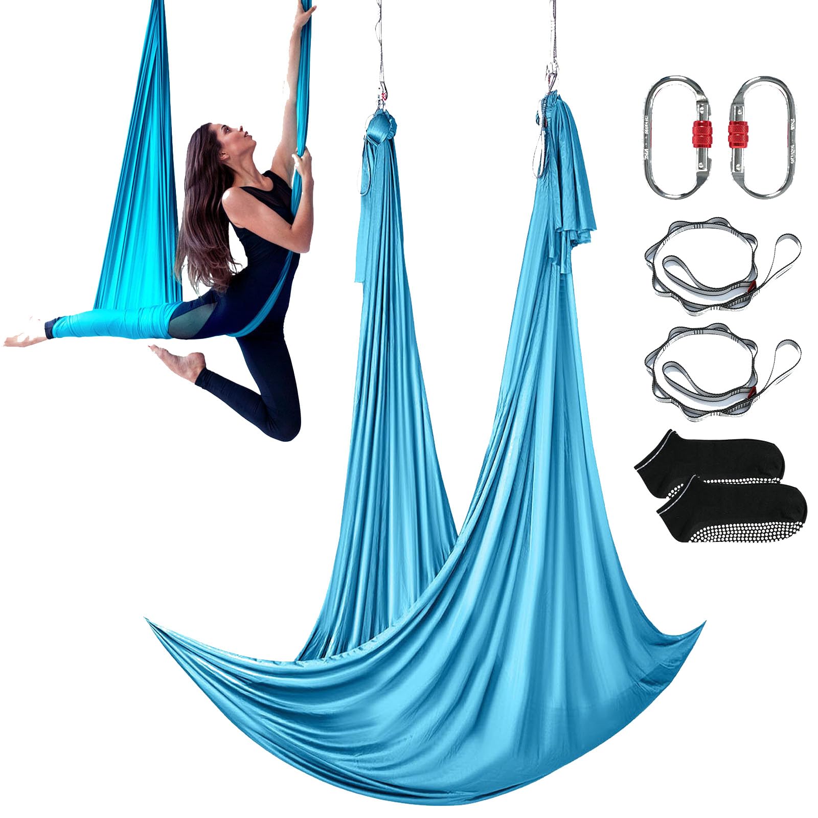 VEVOR Aerial Silk & Yoga Swing, Aerial Yoga Hammock Kit with 100gsm Nylon Fabric, Full Rigging Hardware & Easy Set-up Guide, Antigravity Flying for
