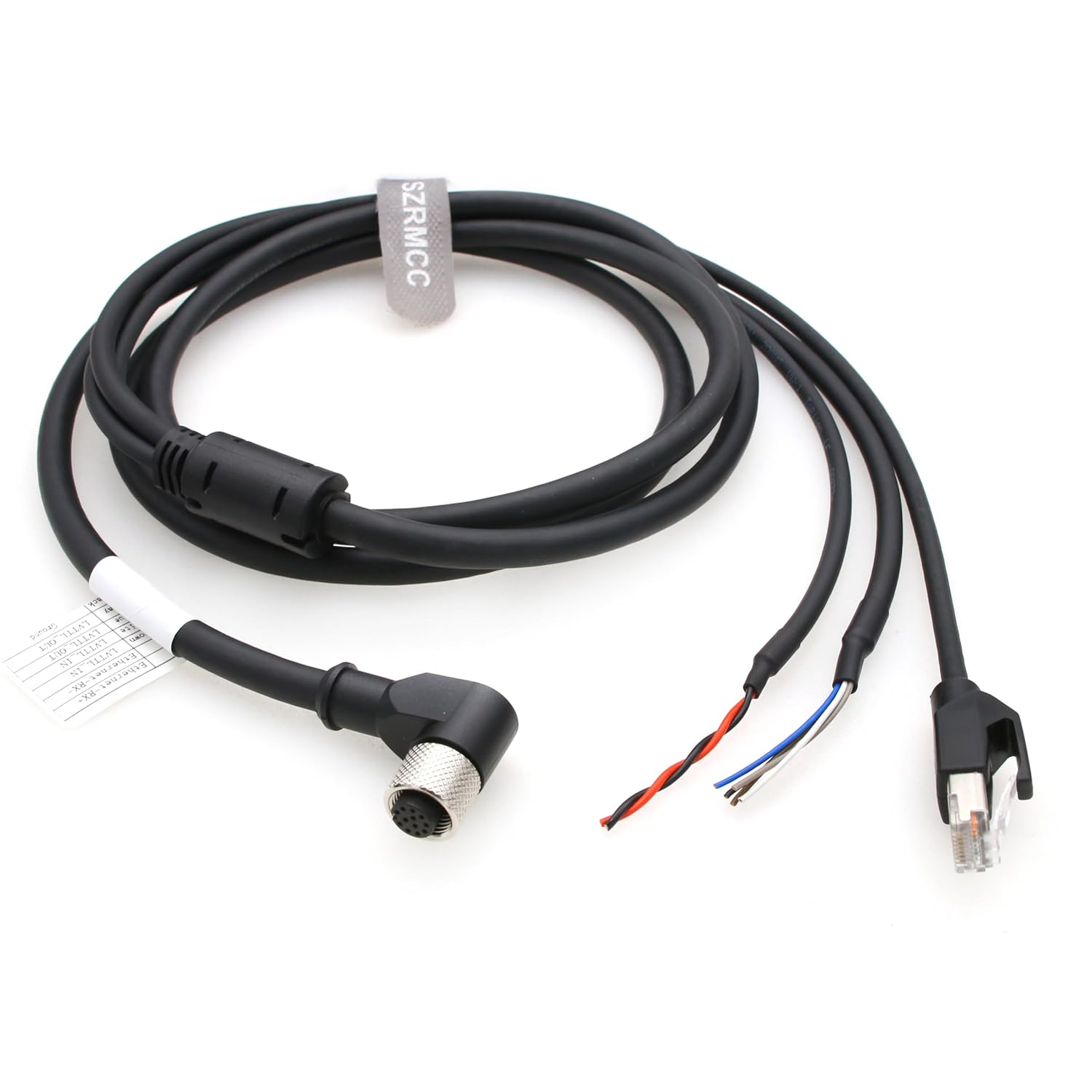 SZRMCC Livox Mid-360 Cable M12 Pin Female Aviation Plug 3 in 1 Splitter Data Sensor Cable for DJI Lidar Livox Mid-360 Mid-70 Avia Lidar (Right Angle 12 pin, 1.5m)