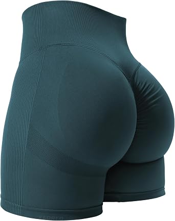 YEOREO Women High Waist Workout Yoga Gym Smile Contour Seamless Cycling Shorts