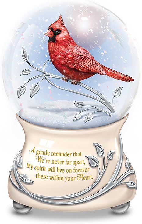 Amazon Com The Bradford Exchange Messenger From Heaven Memorial Cardinal Glitter Globe Home Kitchen