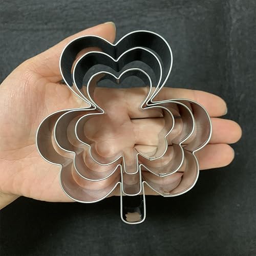 Miniatura 6 de Juego de cortadores de galletas de trébol, tamaño 3.5 pulgadas, 2.8 pulgadas, 2 pulgadas, 3 piezas, cortadores de galletas para decoraciones de