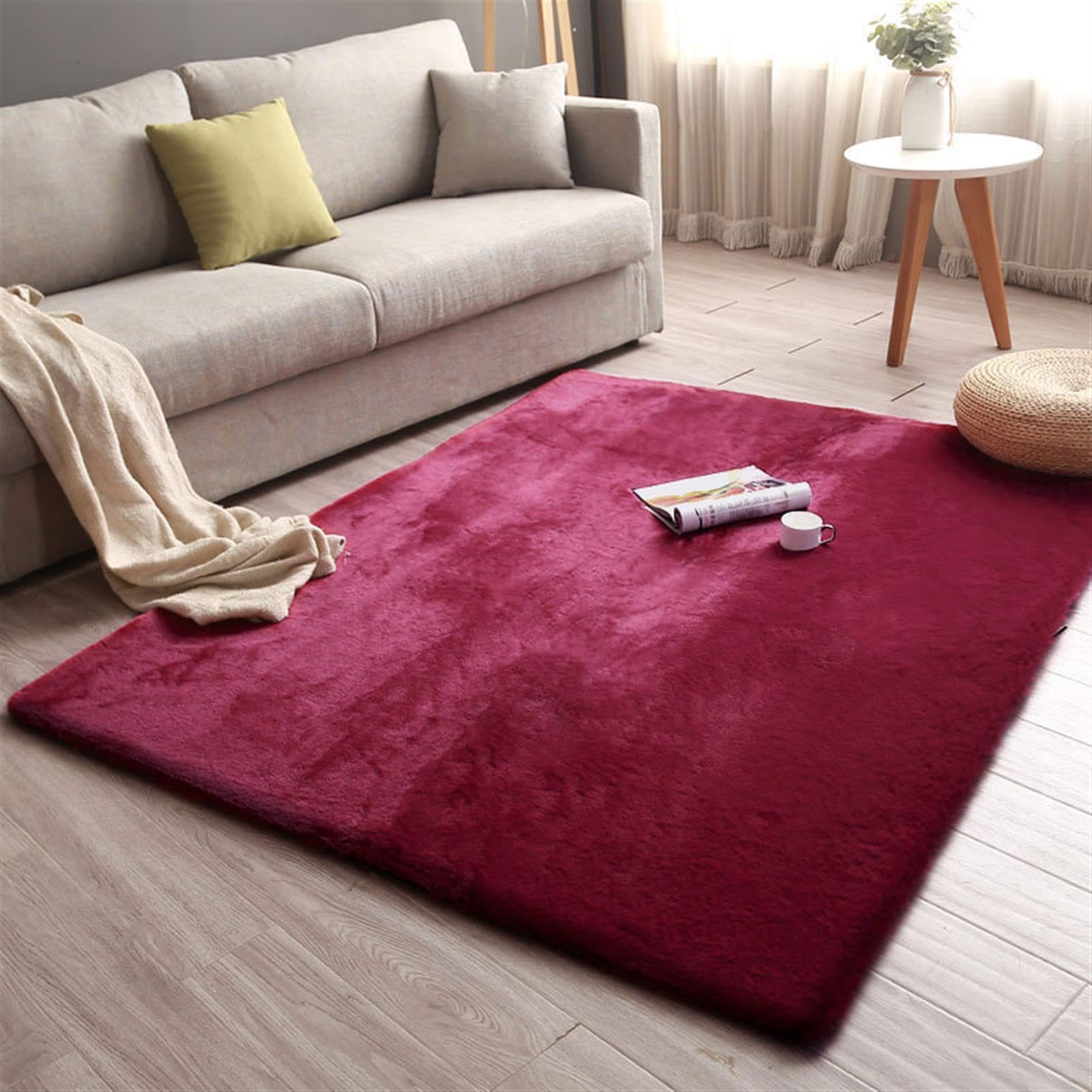 Tapis en fausse fourrure de lapin rouge GueTTO 120x160 cm