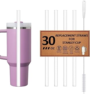 Woyinger 4 Pack Reusable Straws for Stanley Quencher H2.0 Tumbler 30oz | 40oz | 64oz, for Stanley Cup Accessories，Food Grade & BPA Free, Machine washable（for 30oz, Clear）
