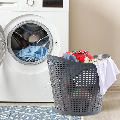 Miniatura 4 de Gainhope - Paquete de 6 cestas de almacenamiento grandes de plástico de 30 L, cesta de lavandería con asas recortadas, cesta de plástico para la