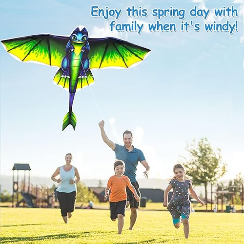 Miniatura 8 de YongnKids Cometa para niños fácil de volar, cometas grandes de murciélago para niños, niñas, niños y adultos, fáciles de volar, perfecta para