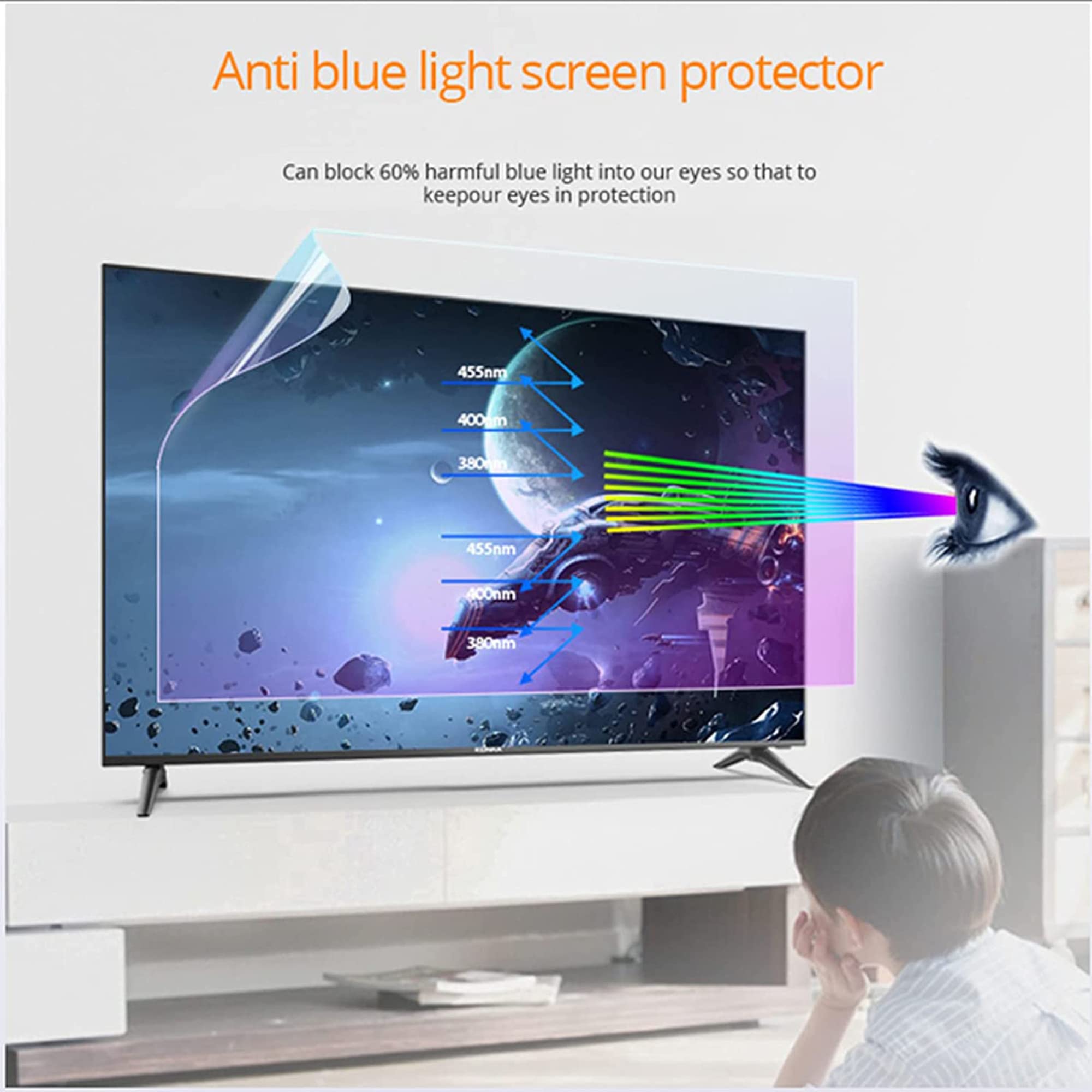 Od AntiGlare do 50-calowych matowych i folii chroniących przed niebieskim światłem telewizorów LCD, LED, 4K OLED QLED HDTV,Folia ochronna na ekran telewizora(50in 1095x616mm)