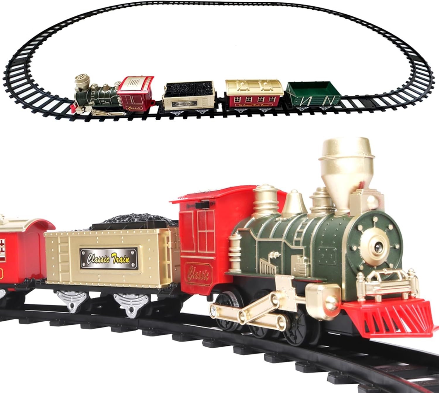 Christmas Train Set - Christmas Train Toy with Light & Sound for Boys Girls, Train Toy Set Around Under The Christmas Tree, Best Christmas Decoration Indoor for Families, Christmas Toys Gifts Multic