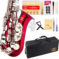 Vista 5 de Kit de cuidado para saxofón con 11 reeds, 8 para saxofón alto cojines, funda, Glory E Flat