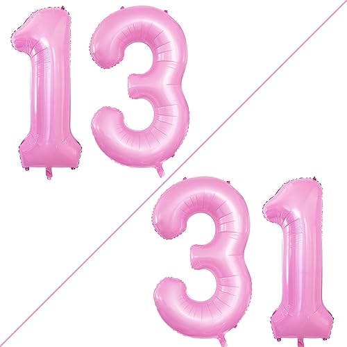 Miniatura 2 de GOER Globos del número 13 para decoraciones de fiesta de cumpleaños número 13, globos de helio de aluminio jumbo de 42 pulgadas para decoración de