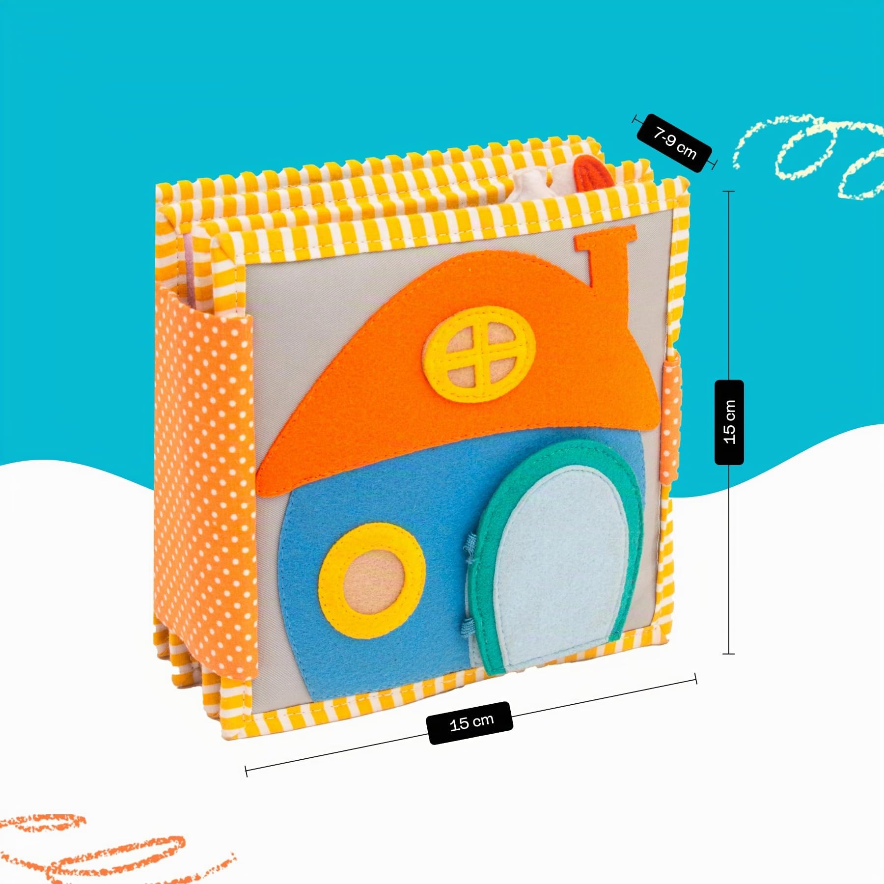 Jolly Designs Mini Quiet Book Beinvenue a Moi – Giocattolo Montessori da 2 anni – Libro sensoriale & Libro tessuto per bambini – Busy Book fatto a mano in feltro – Giocattolo educativo e di viaggio