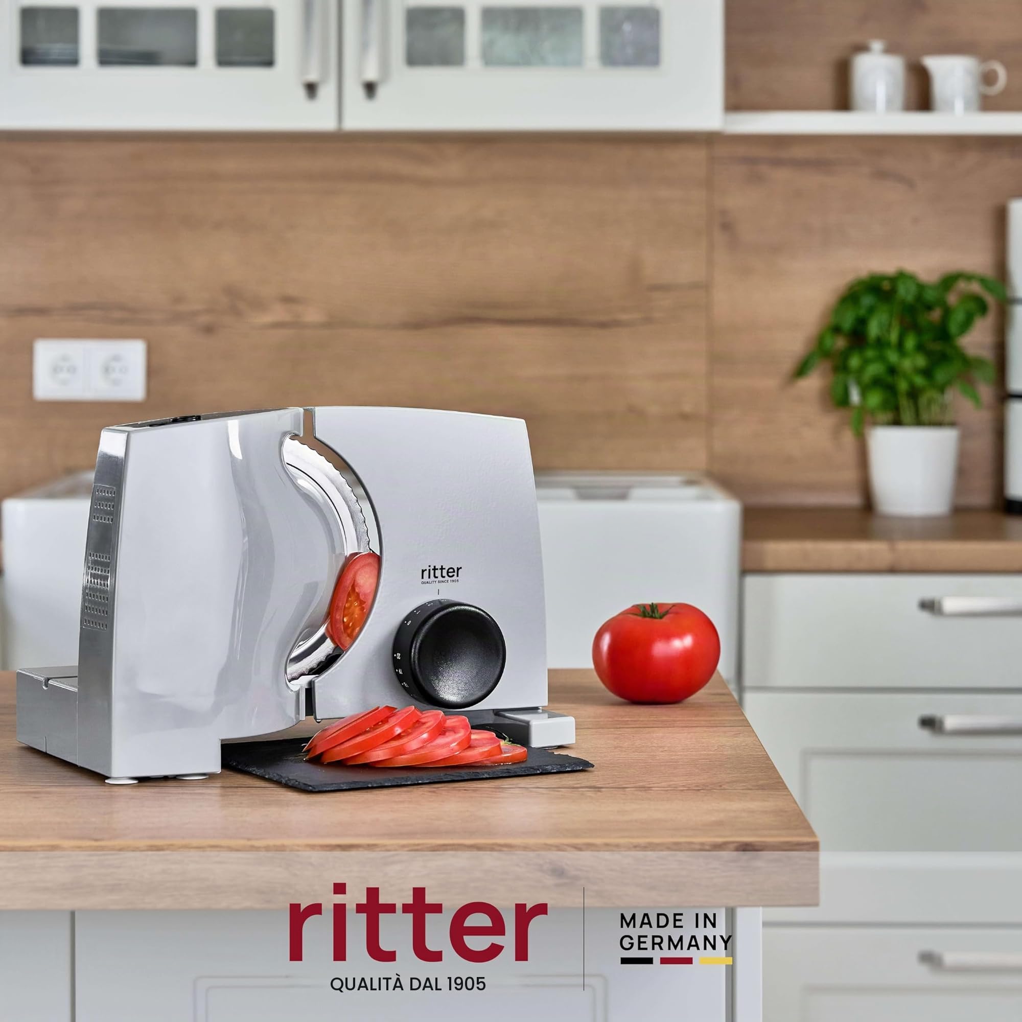 ritter nova 1 Duo Plus affettatrice elettrica universale in metallo con motore ECO, affettatrice professionale da casa, Made in Germany