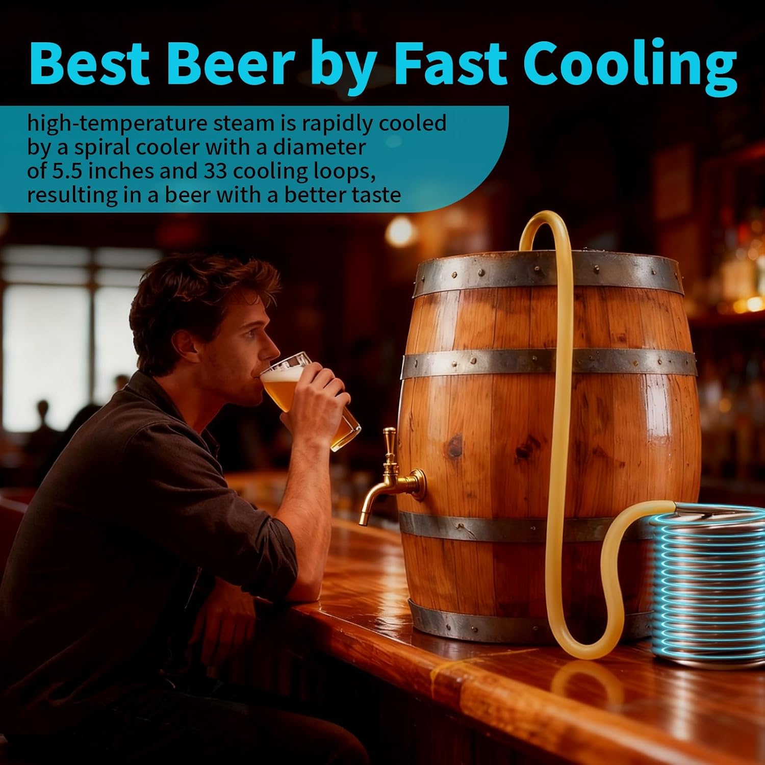 1/4" x 50Ft 304 Stainless Steel Tubing Coil - Immersion Wort Chiller Coil for Home Brewing, Beer Cooling, DIY Jockey Box