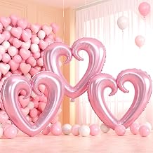 Pink Heart Balloons,40Inch Large Hollow Out Heart Foil Balloon for Mothers Day Girls Women Birthday Valentines Day Wedding Engagement Bridal Showers Anniversary Party Decorations
