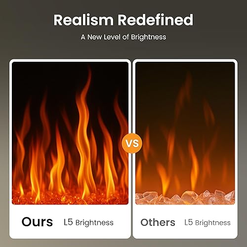 Miniatura 4 de PHI VILLA Chimenea eléctrica de 72 pulgadas montada en la pared y empotrada, calentador eléctrico de 3.19 pulgadas con control remoto y pantalla