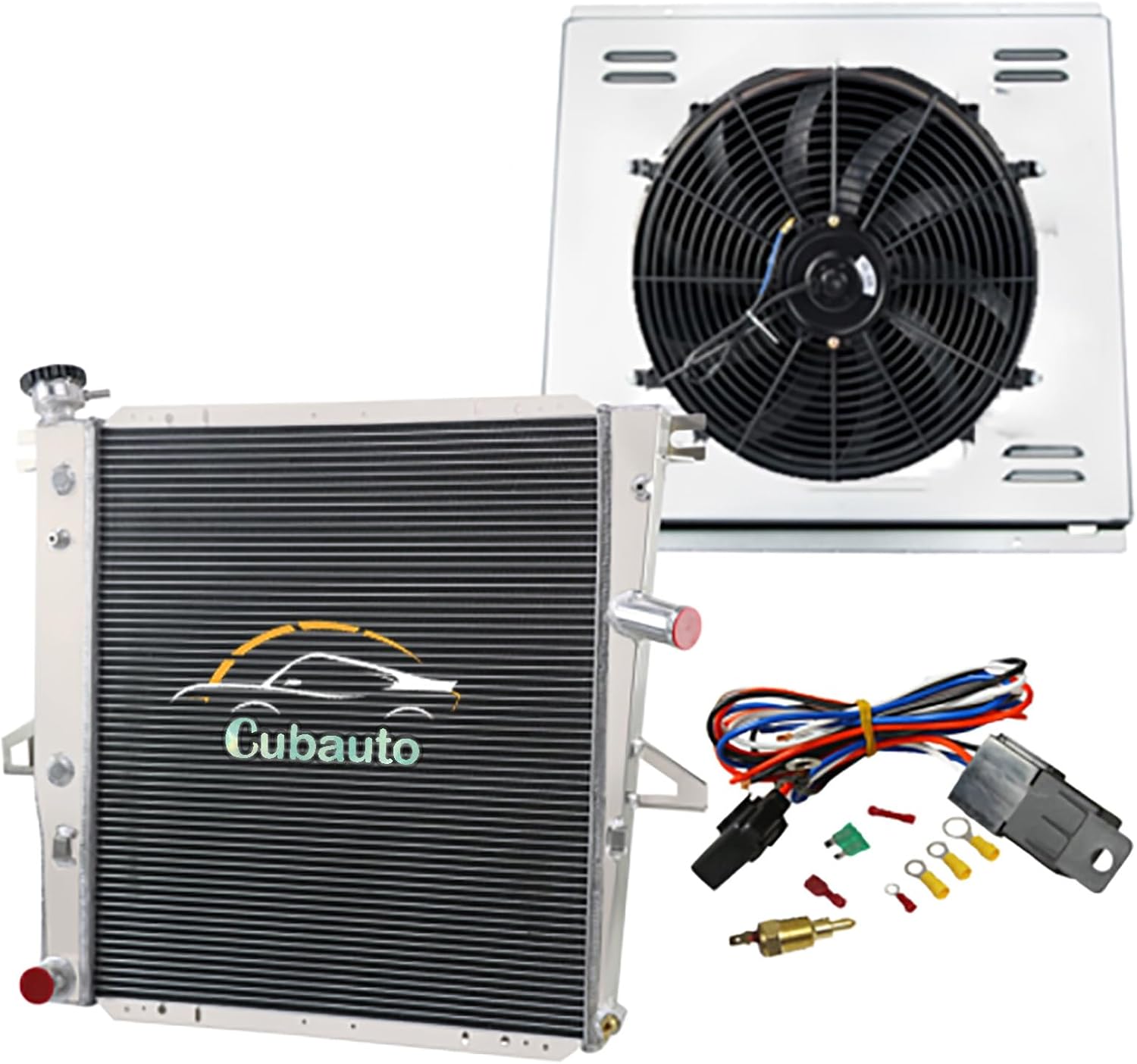 DPI2173 Aluminum 3 Row Radiator Shroud Fan Relay Kit For 1998-2011 Ford Explorer Ranger Mazda B3000 B4000 Mercury Mountaineer Radiators