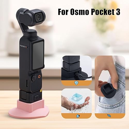 Miniatura 4 de PCTC Osmo Pocket 3 - Soporte de escritorio antideslizante de silicona + 4 unidades de protector de lente de vidrio templado, kit de accesorios solo