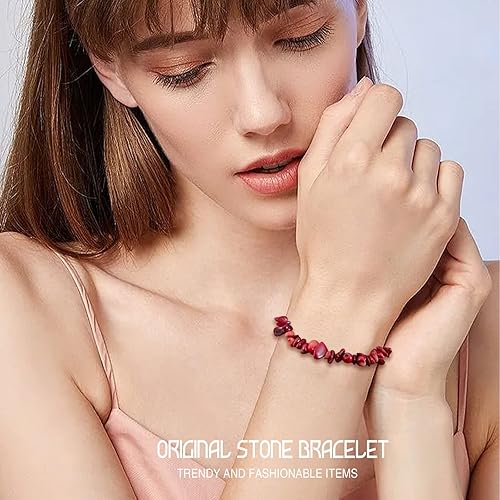 Miniatura 20 de Natural Gemstone Bracelets, Natural Crystal Chip Bead Bracelet, Natural Gemstone Chakra Crystal Healing Stretch Bracelets, Jewelry Accessories