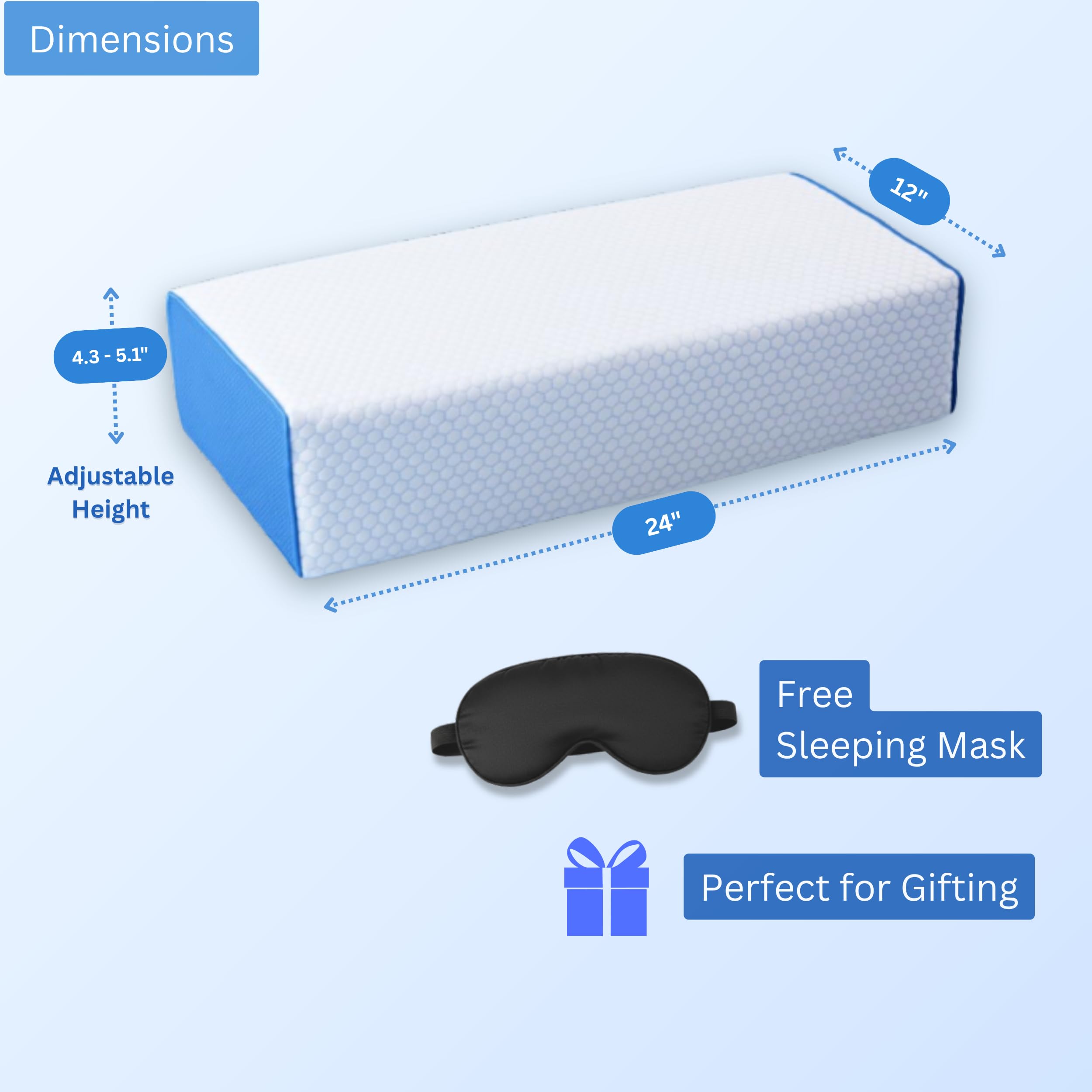 Almohada cúbica con espuma viscoelástica ajustable para personas que duermen de lado, funda de almohada ventilada refrescante para aliviar el dolor de cuello y hombros, almohada cuadrada para dormir,