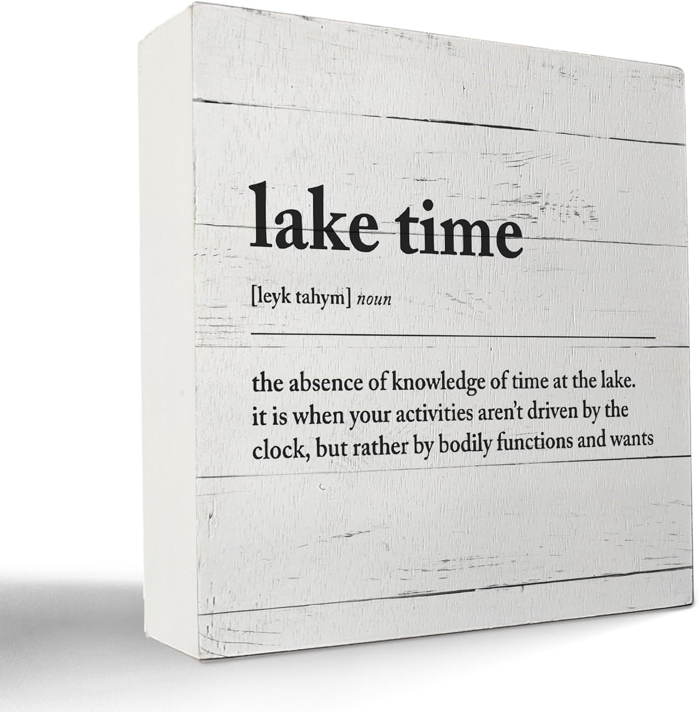 kunlisa Lake Signs,Lake Time Wood Box Sign,Lake House Decor,Lake Decor for the Home,Lake Life Decor,Lake Themed Decor,Lake Gifts,Lake House Gifts,5x5 Inch