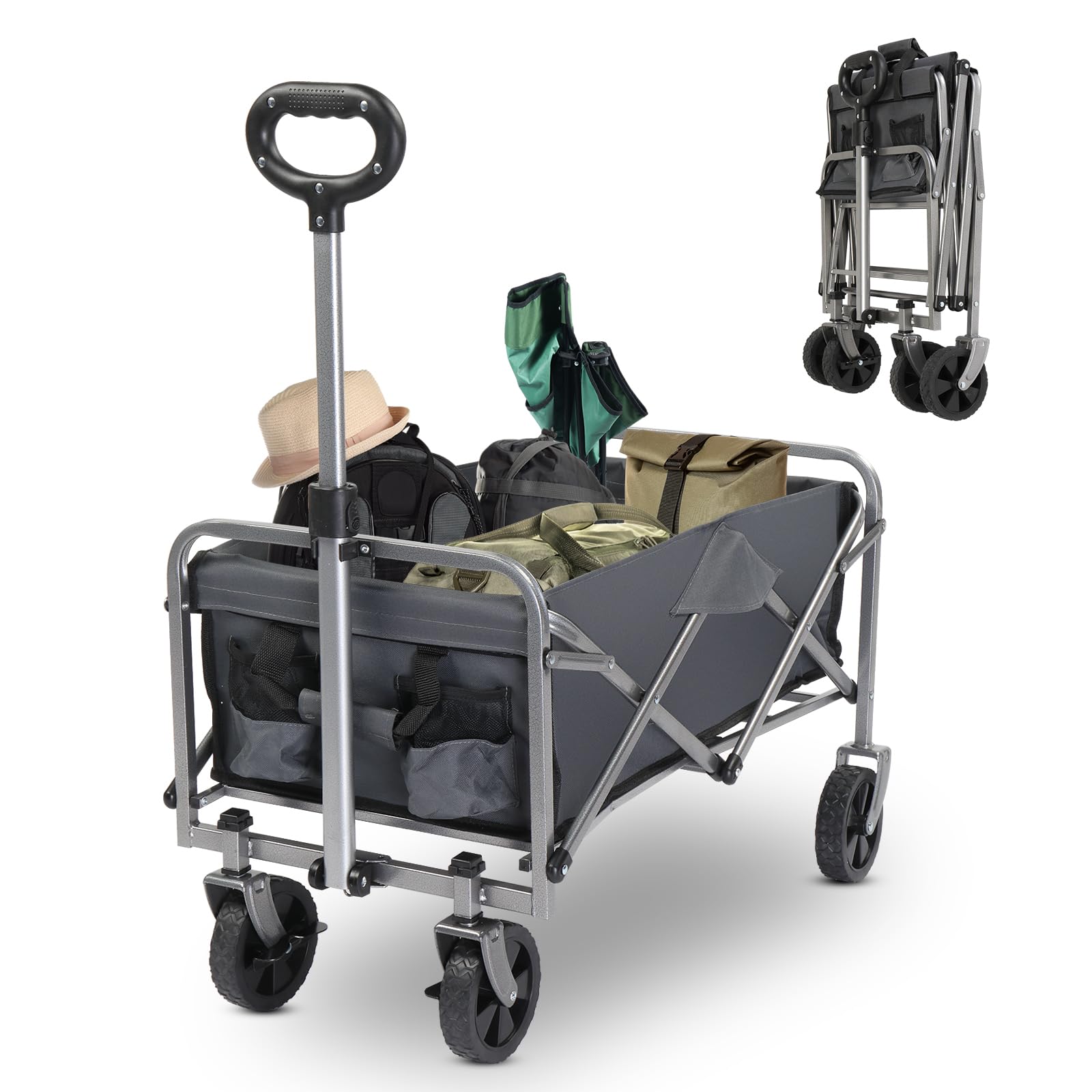 Garden Folding Cart with 4 Wheel, for Carrying Various Items, Multifunctional Tool(29.33