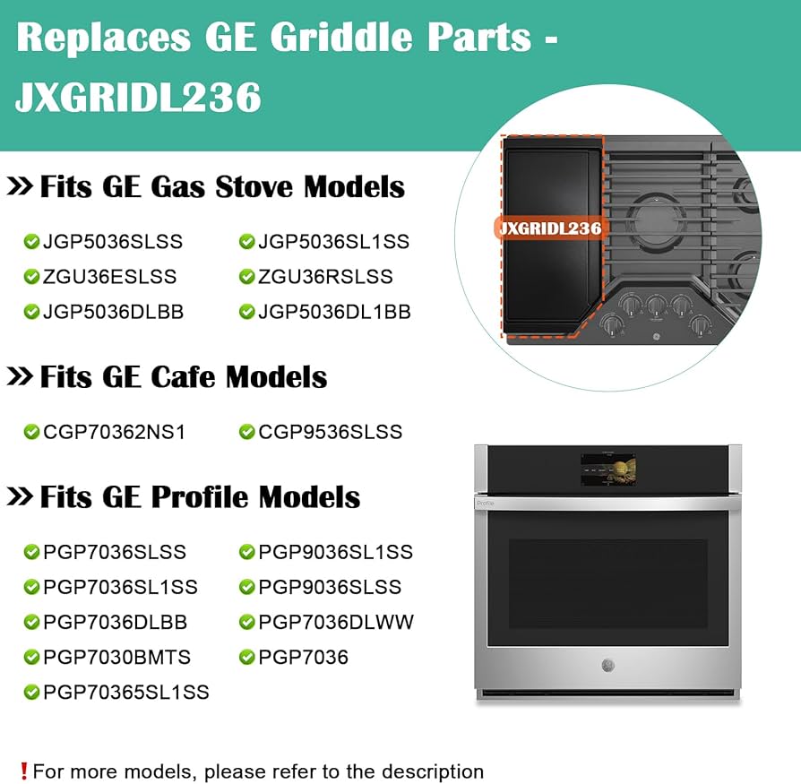 Amazon.com: JXGRIDL236 Cast Iron Griddle Replacement for GE Gas