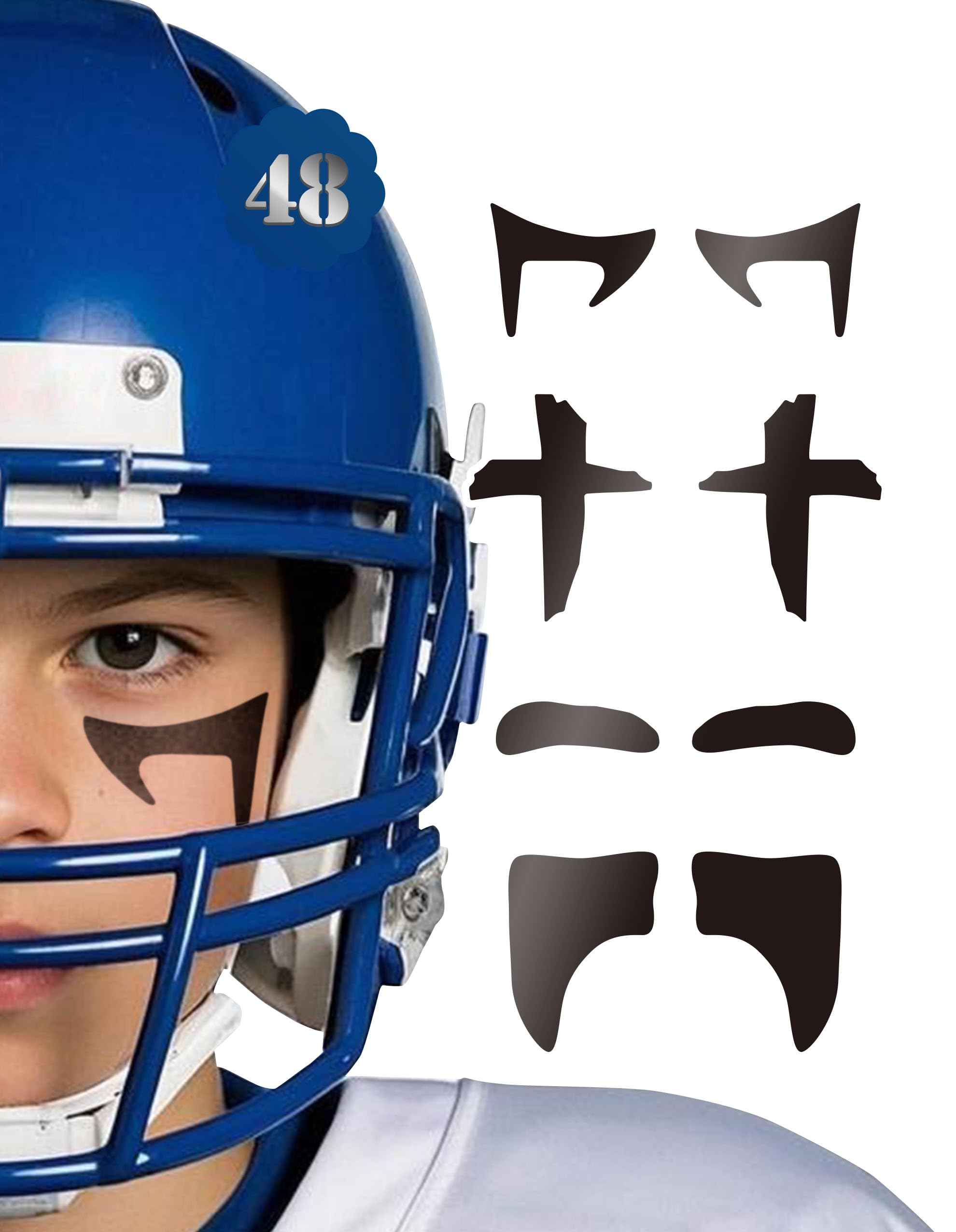 48 Pairs Sports Eye Black Stickers for Men Women，Football Baseball Softball Lacrosse Fans Breathable Eye Strips for Party Game Sport Supplies (Mixed1)