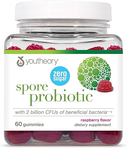 Youtheory Gomitas probióticas de esporas - Suplemento para apoyo a la salud intestinal* - con Bacillus coagulans (is-2) - Apoya el alivio de la