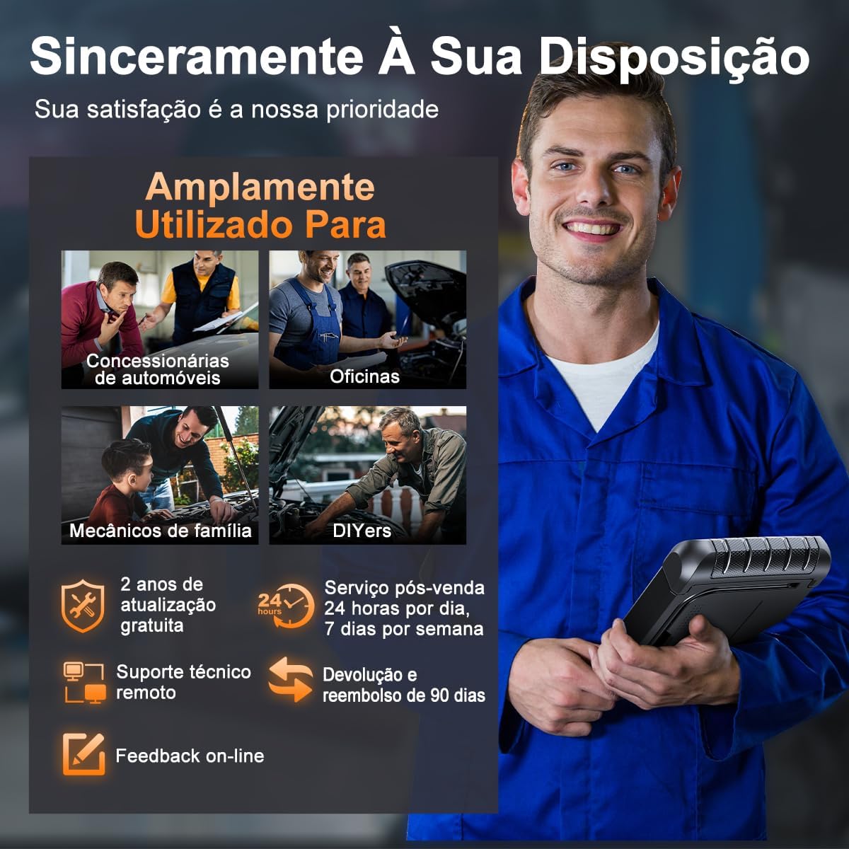 FOXWELL NT1009 support and warranty information, including free updates, 24/7 support, and return policy.