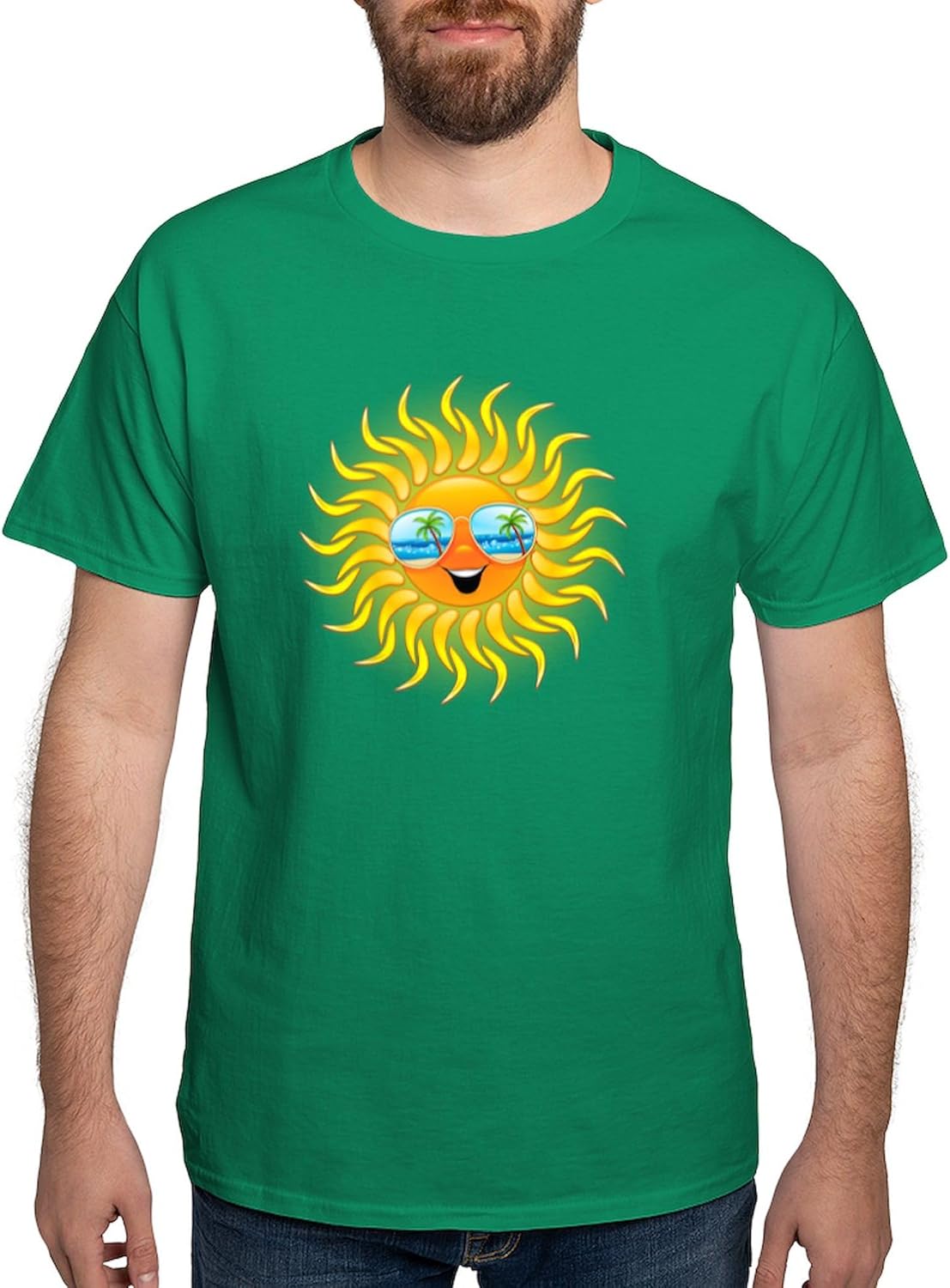 CafePress Summer Sun Cartoon with Sunglasses T Shirt Men's 100% Cotton, Classic Graphic White T-Shirt