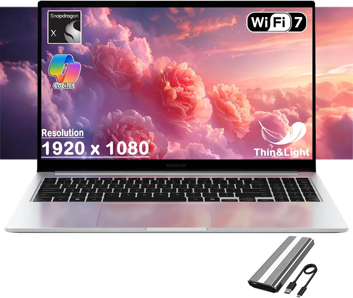 Galaxy Book4 Edge Business Laptop, Copilot + AI PC Computer, 15.6" LED Anti-Glare Display, Snapdragon X Processor, Long-Lasting Battery, WiFi 7, Win 11H, w/128GB PSD (Windows 11 Home)