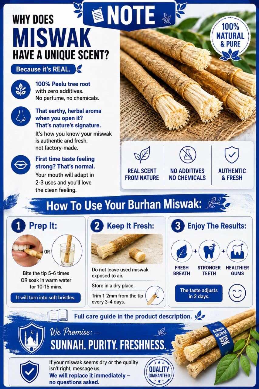 Natural Miswak Sticks Pack of 3 - Organic Siwak Toothbrush for Oral Care image 3