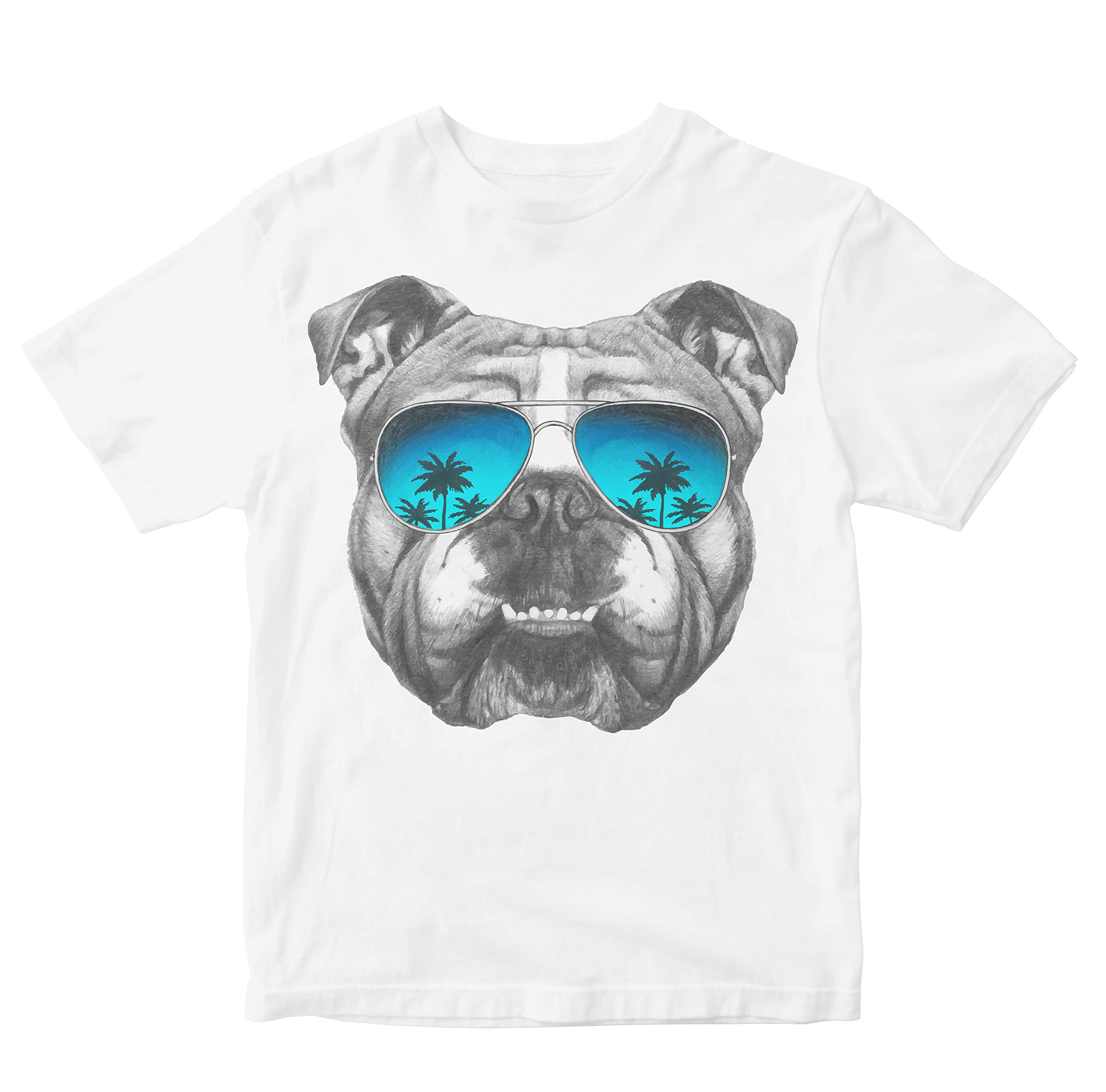 Heybroh Kids T-Shirt Chill Boxer with Sunglasses - Pit Bull Terrier 100% Cotton Boy's Girl's Regular Fit Unisex T-Shirt