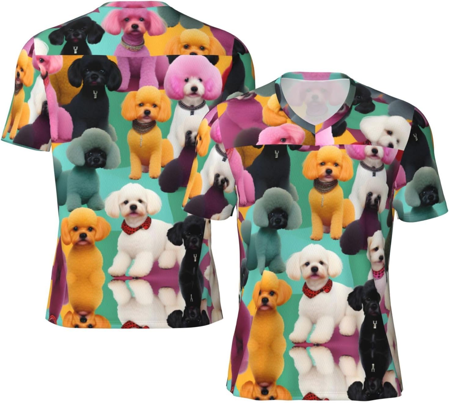 Poodles Dogs Rugby Football Jersey for Men, Comfortable V-Neck Loose Fit Top for Team Sports Athletics