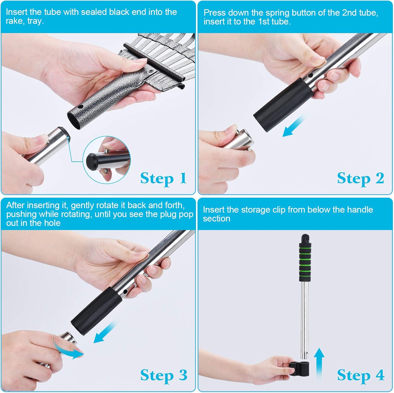 SEYKCES Pooper Scooper, Dog Pooper Scooper with Long Handle, Durable Metal Rake and Tray Pooper Scooper for Dogs Heavy Duty… (Silver) : Pet Supplies