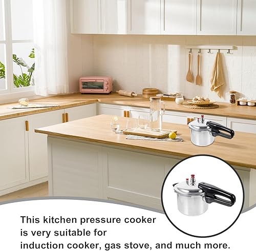 Miniatura 7 de DOITOOL Olla a presión de aluminio de 6.3 in6.3 pulgadas inferior pequeña olla de presión para inducción de estufa de gas para cocina casera, plata