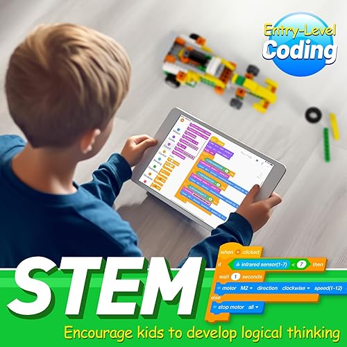 Miniatura 9 de Kit de construcción de robot STEM 10 en 1, aplicación de actualización, control remoto, juego de bloques de construcción programable, robot de