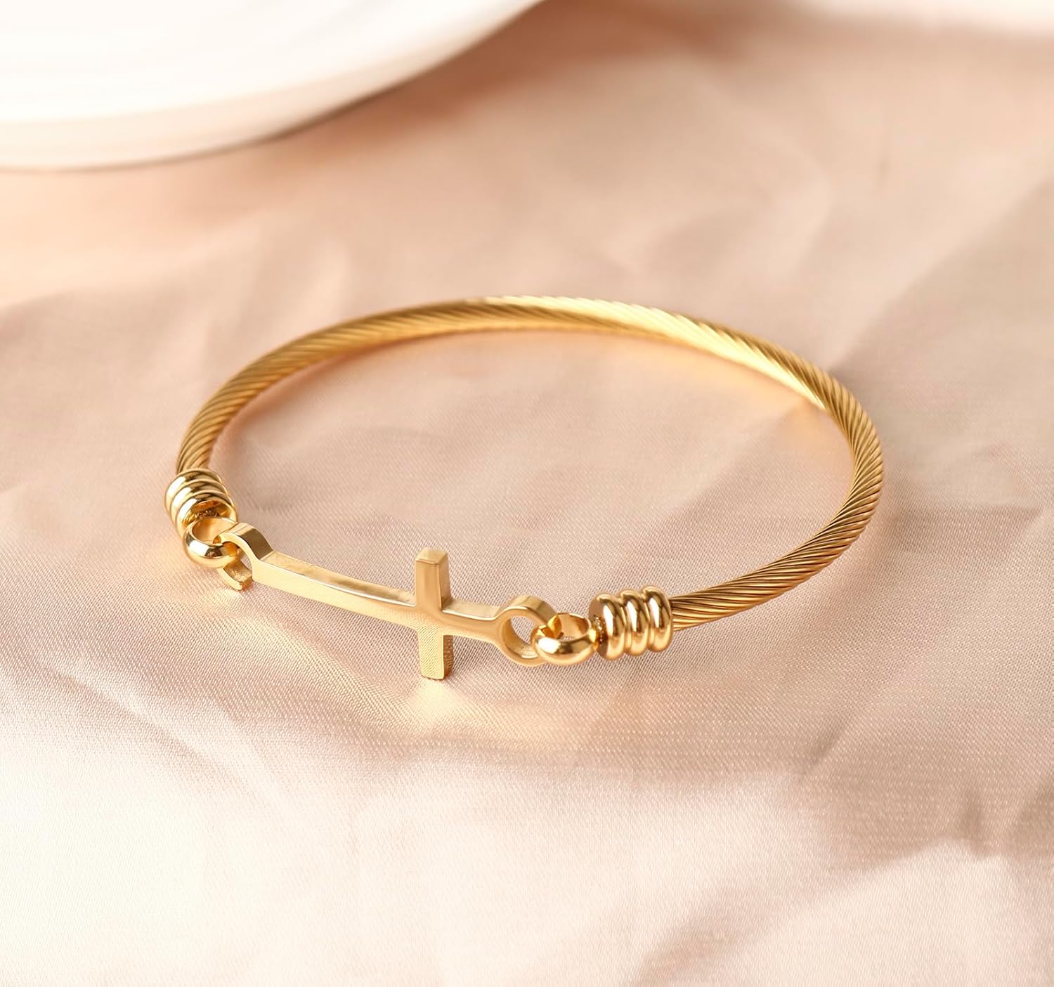 DS Religious Gift for Her Christian Cross Bracelet Bible Verse God is Within Her She Will Not Fall Inspirational Bracelets For Women Stainless Steel Jewelry Gift To Daughter Best Friend - Image 3