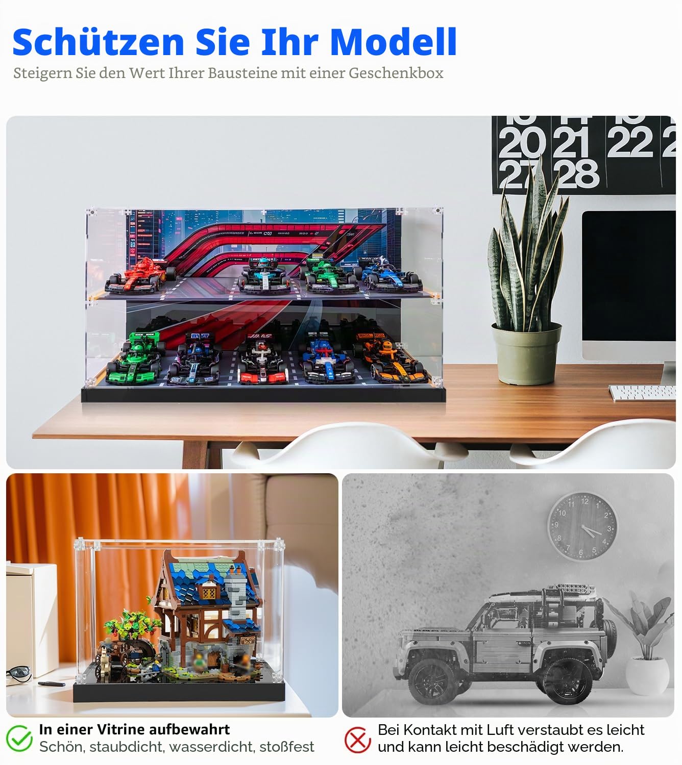 Acryl Schaukasten kompatibel mit Ultimate Formula 1 Collector's Pack Rennwagen-Sammlungen Rahmen 77242-77251, 51x24x26cm Acrylvitrine für Geeignet Wohnzimmer/Büro (Modelle Nicht enthalten