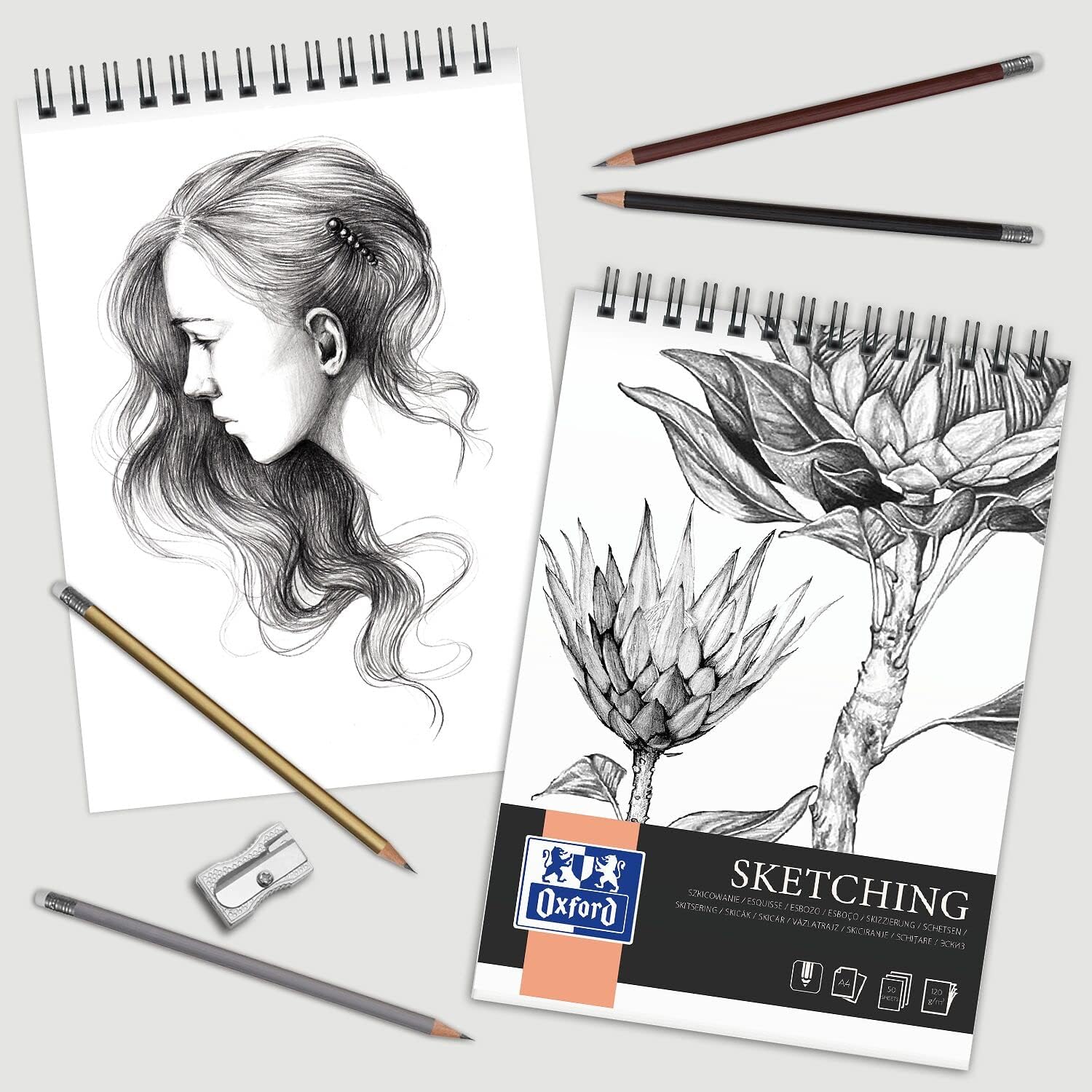 OXFORD Spiral Sketch Pad A4 50 Sheets 120 g